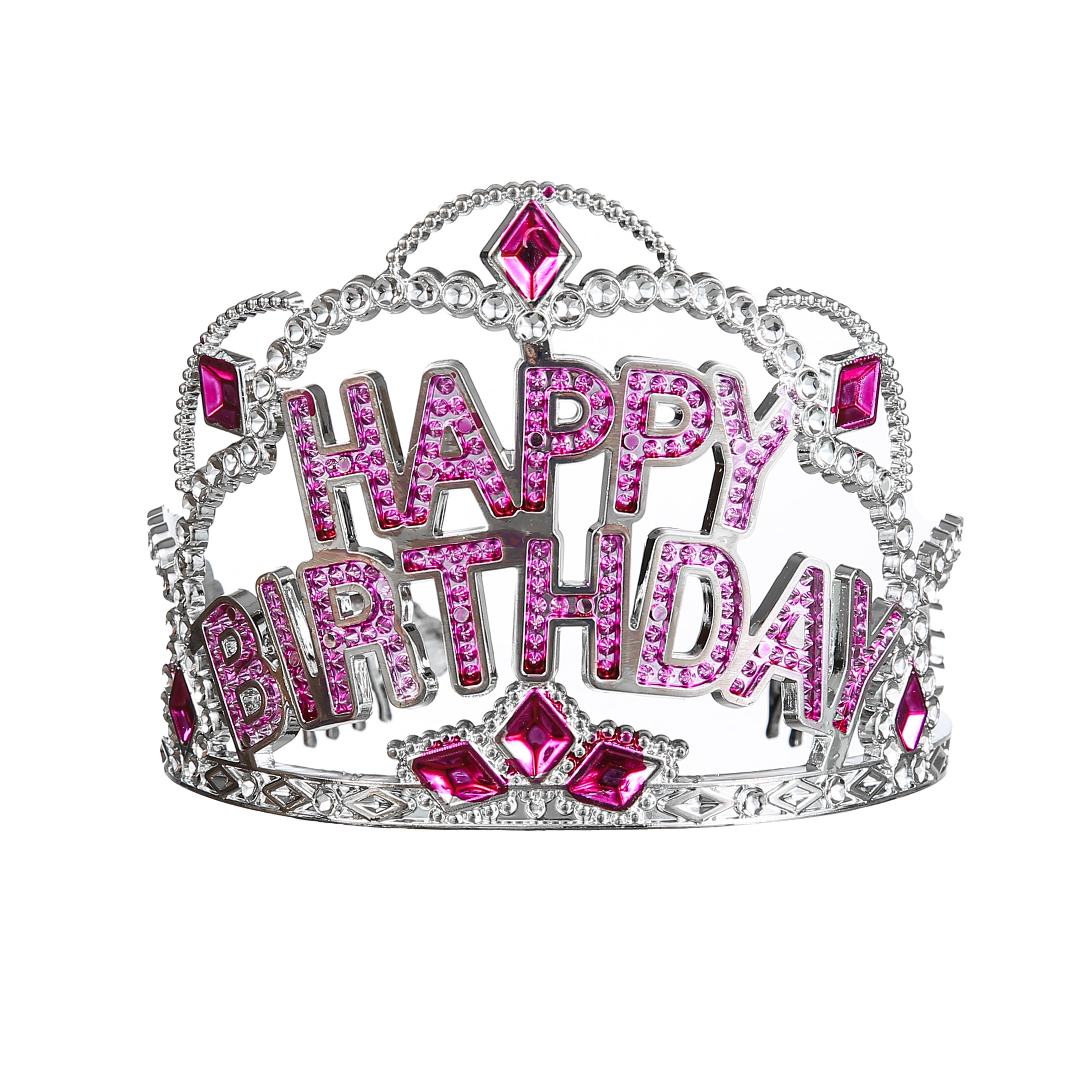 Way to Celebrate Happy Birthday Tiara 1ct - Party Favor Birthday Crown - Red & Silver Stones Tiara - Walmart.com